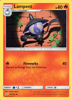Lampent 29/236 - Unified Minds - Sun & Moon - Pokemon Trading Card Game ... Shiny Litwick Evolutions