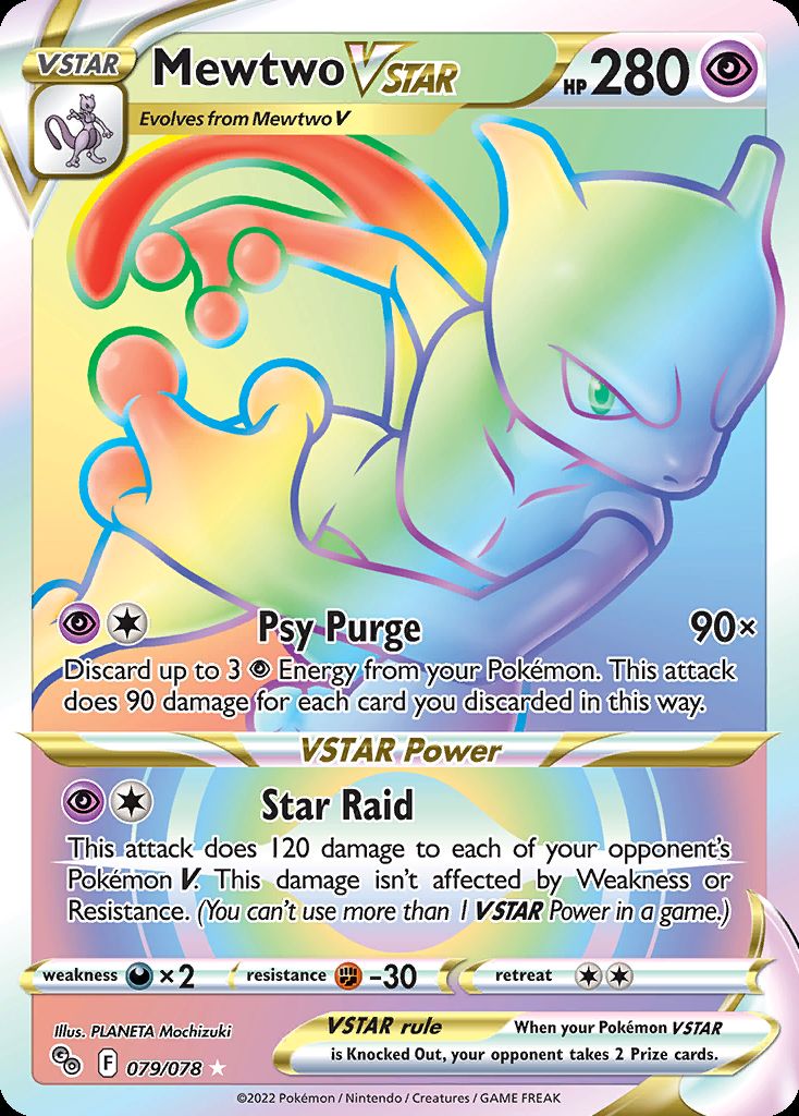 Mewtwo VSTAR 79 78 Pokemon GO Sword Shield Pokemon Trading Card